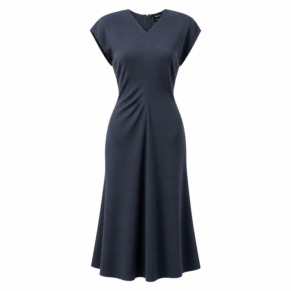 Massimo Dutti Navy Midi Dress